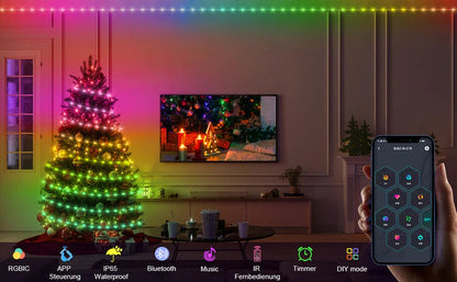 Lampki LED USB 5V z aplikacją i pilotem do dekoracji choinki ChristmasFinds™🎄