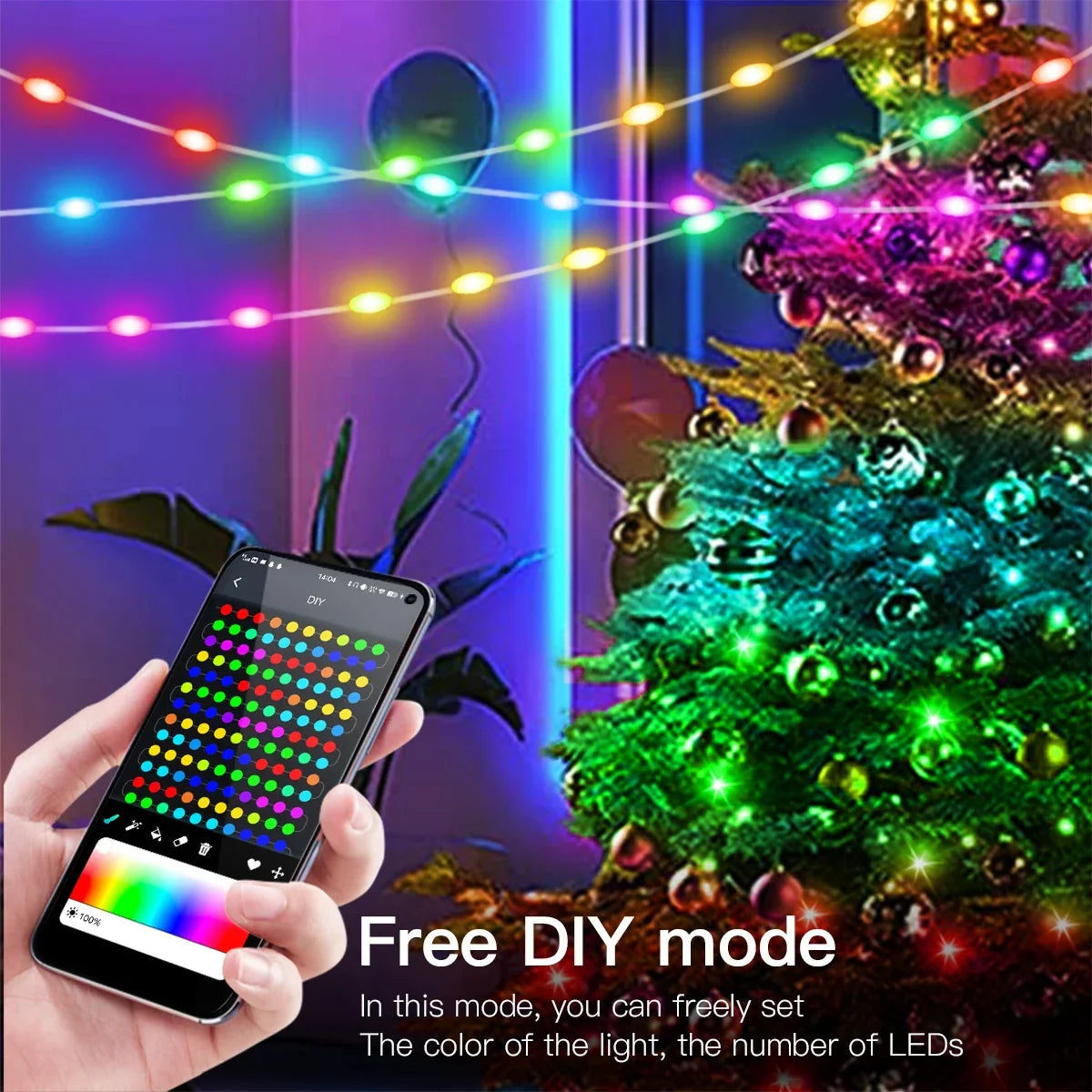 Lampki LED USB 5V z aplikacją i pilotem do dekoracji choinki ChristmasFinds™🎄