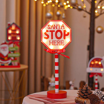 Lampka LED Santa Stop Here - dekoracja stołowa ChristmasFinds™🎄