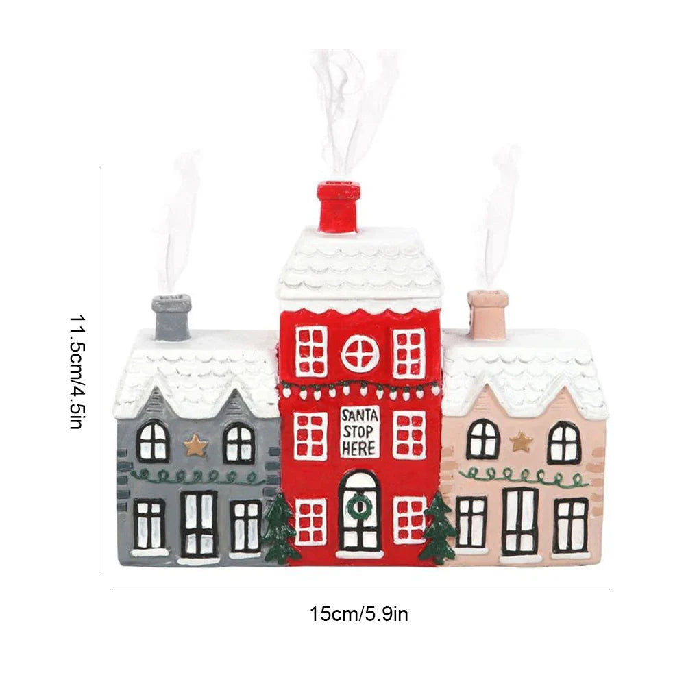 Zimowy kominek zapachowy w kształcie domku z żywicy ChristmasFinds™🎄