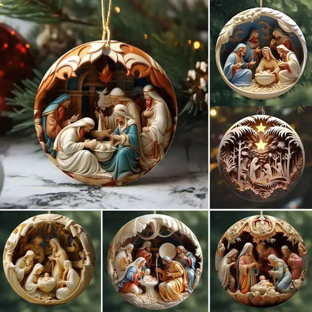 Wieszaki 3D z motywem narodzin - dekoracja choinkowa ChristmasFinds™🎄