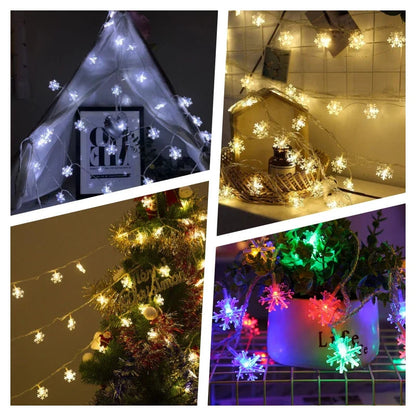 Lampki LED w kształcie płatków śniegu - dekoracja choinki ChristmasFinds™🎄