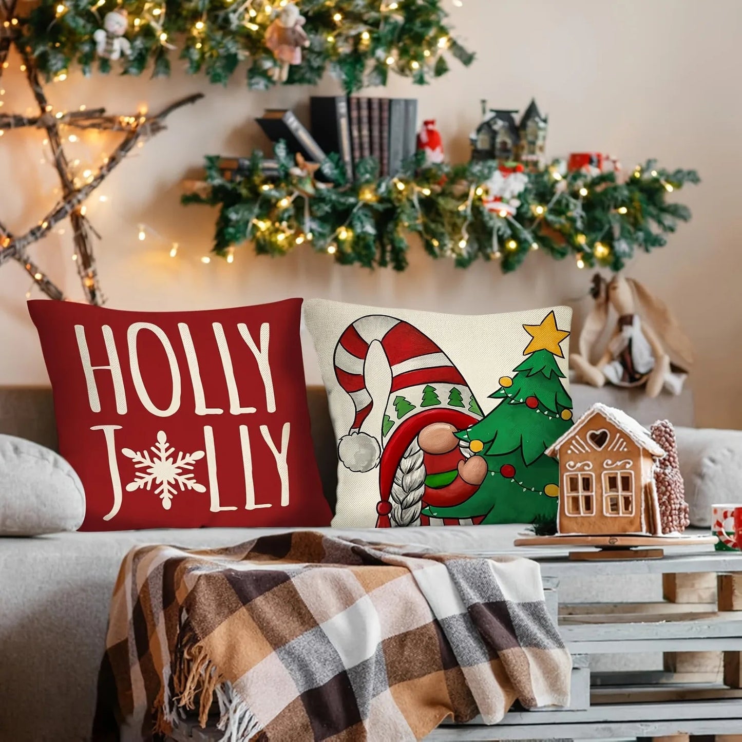 Poszewka świąteczna z motywem krasnala ChristmasFinds™🎄
