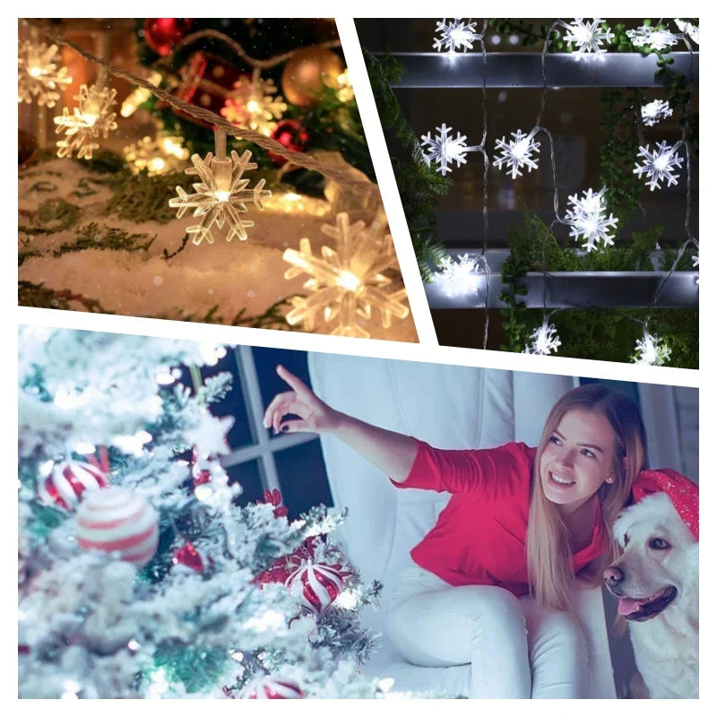 Lampki LED w kształcie płatków śniegu - dekoracja choinki ChristmasFinds™🎄