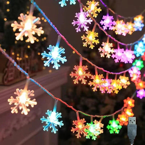 Lampki LED w kształcie płatków śniegu - dekoracja choinki ChristmasFinds™🎄