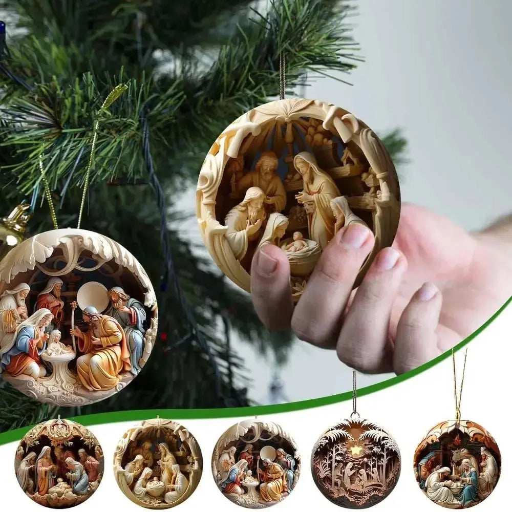 Wieszaki 3D z motywem narodzin - dekoracja choinkowa ChristmasFinds™🎄